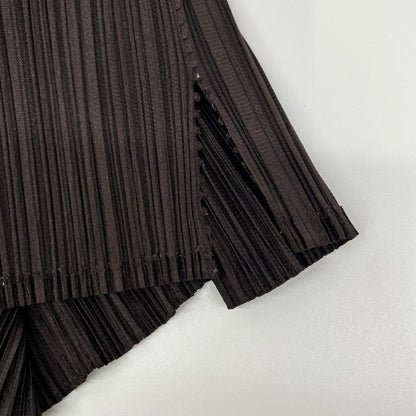 PLEATS PLEASE プリーツプリーズ PP33-JK202 ブラウン Vネックモックネック変形長袖カットソー トップス