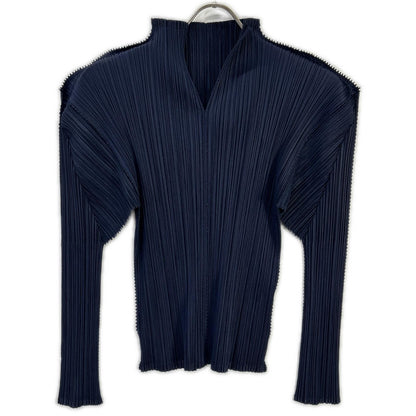 PLEATS PLEASE プリーツプリーズ PP33-JK202 ダークネイビー Vネックモックネック変形長袖カットソー トップス