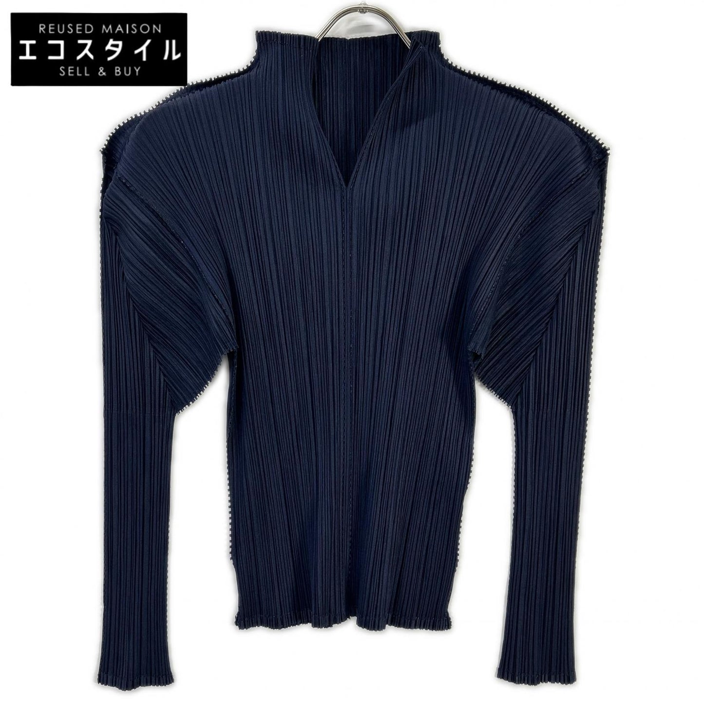 PLEATS PLEASE プリーツプリーズ PP33-JK202 ダークネイビー Vネックモックネック変形長袖カットソー トップス