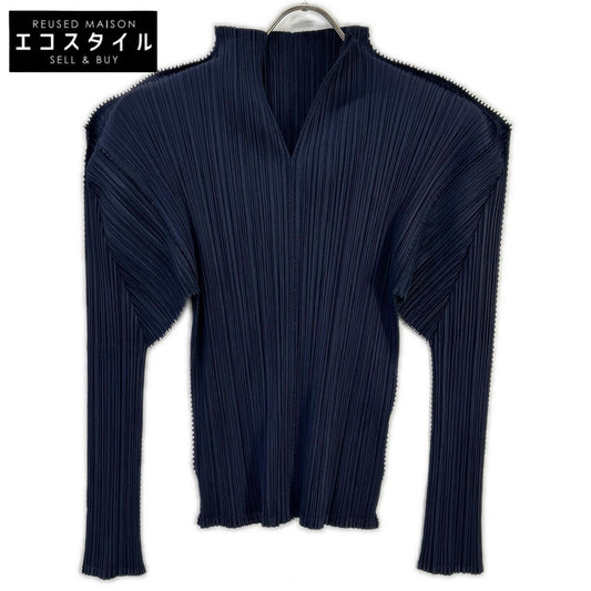 PLEATS PLEASE プリーツプリーズ PP33-JK202 ダークネイビー Vネックモックネック変形長袖カットソー トップス