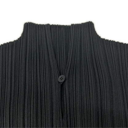 PLEATS PLEASE [excellent condition] PP81-JK502 pleated key-neck long-sleeve top with hem musical-note design, top