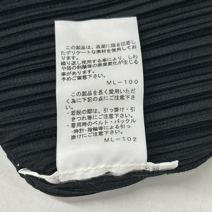 PLEATS PLEASE [excellent condition] PP81-JK502 pleated key-neck long-sleeve top with hem musical-note design, top