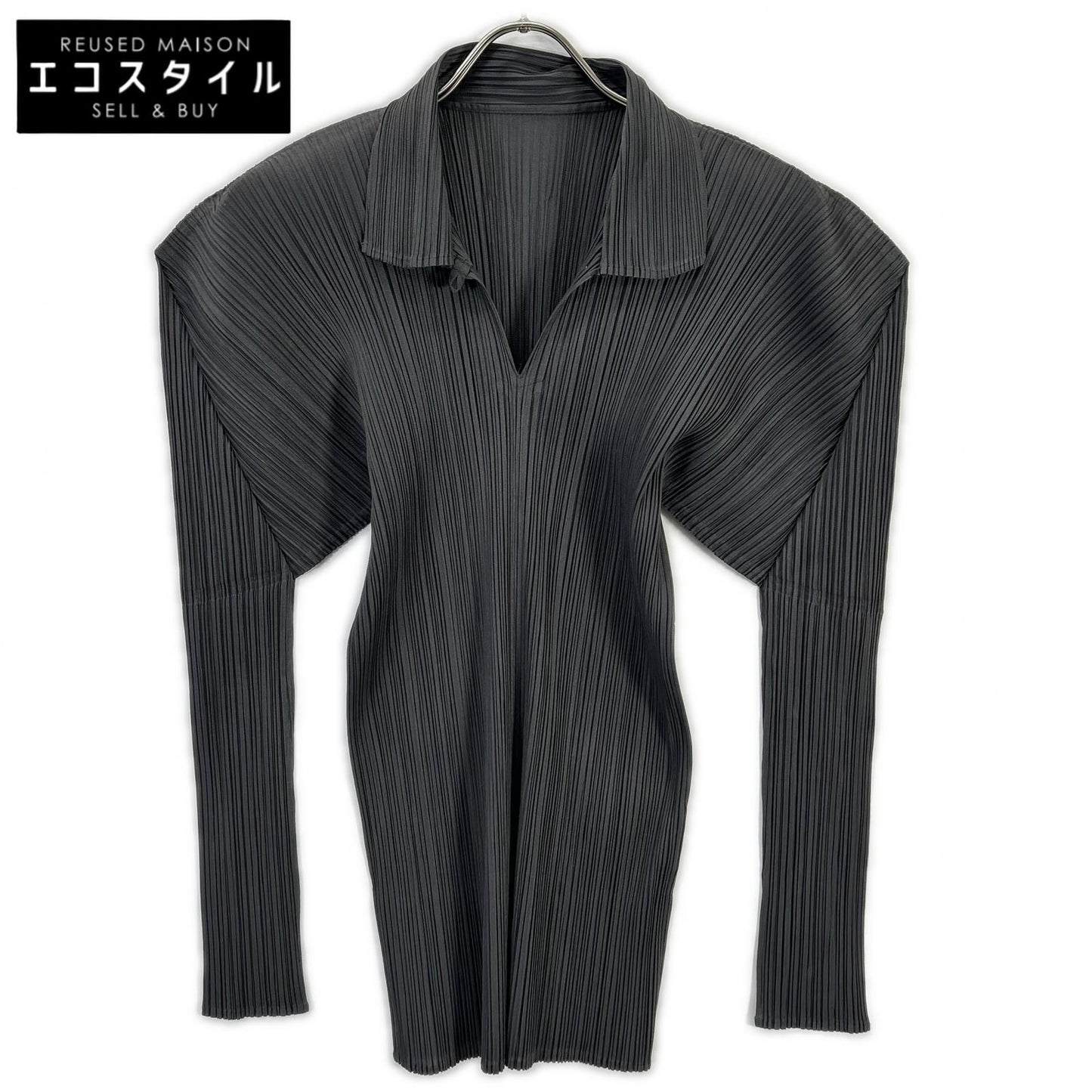 PLEATS PLEASE プリーツプリーズ PP04-JK606 グレー 襟付き変形長袖カットソー トップス