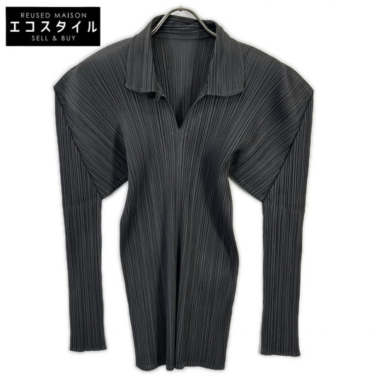 PLEATS PLEASE プリーツプリーズ PP04-JK606 グレー 襟付き変形長袖カットソー トップス