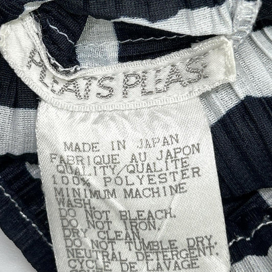 PLEATS PLEASE プリーツプリーズ PP96-JK093 ブラック×ホワイト セーラーカラーボーダー半袖カットソー トップス
