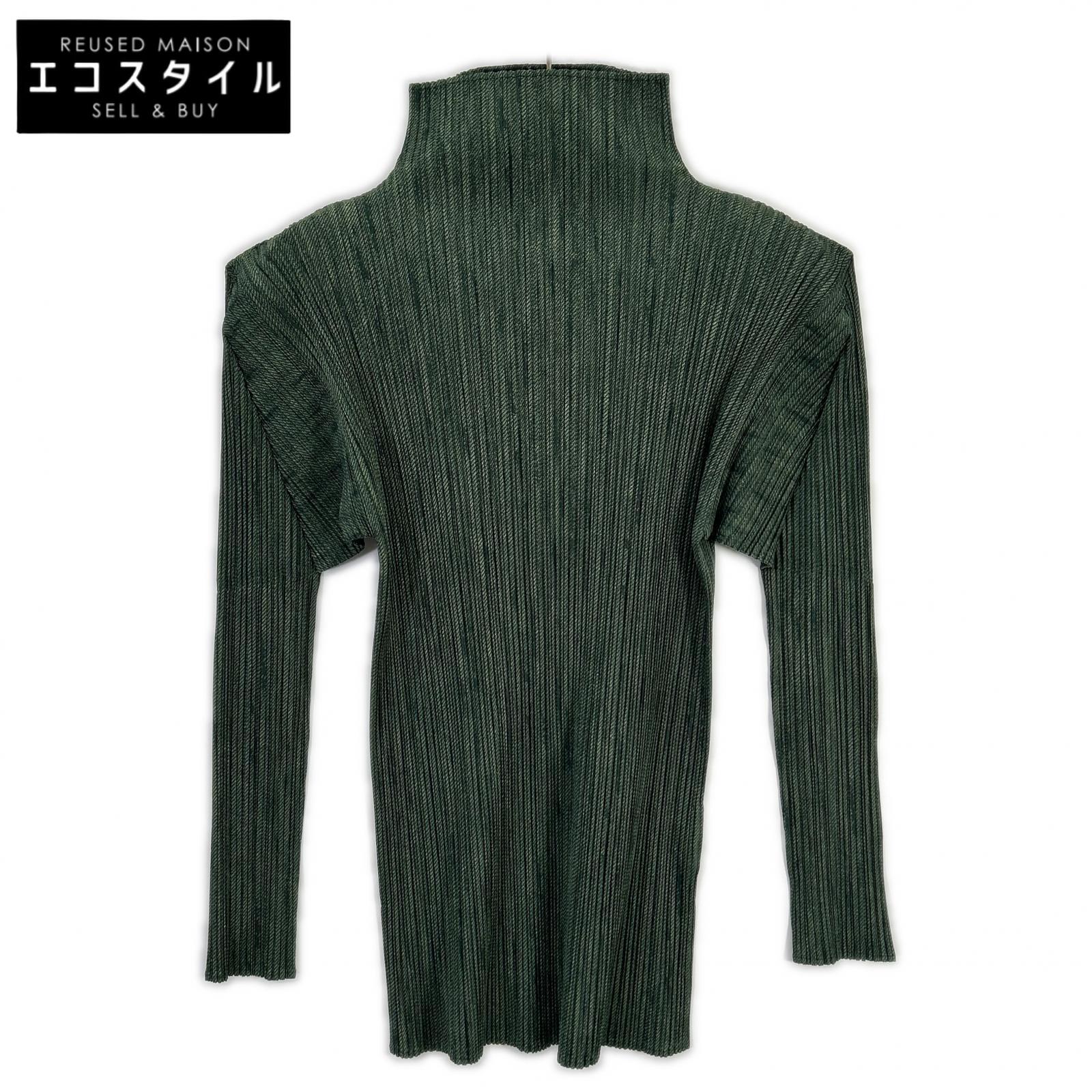 PLEATS PLEASE プリーツプリーズ PP73-JK204 グリーン ハイネック長袖カットソー トップス