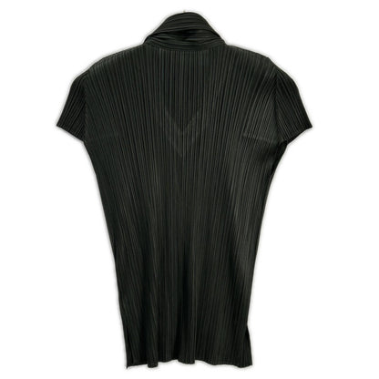 PLEATS PLEASE プリーツプリーズ PP33-JK149 チャコール 襟付きVネック半袖カットソー トップス