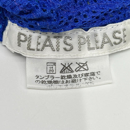 PLEATS PLEASE プリーツプリーズ PP06-JK904 ブルー ウェーブフラワーメッシュ半袖カットソー トップス