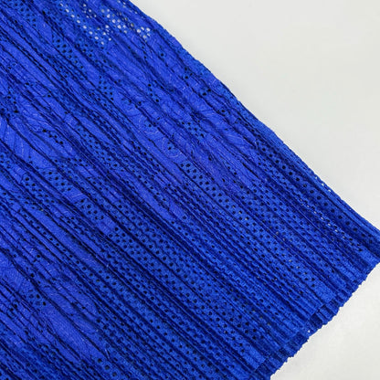 PLEATS PLEASE プリーツプリーズ PP06-JK904 ブルー ウェーブフラワーメッシュ半袖カットソー トップス