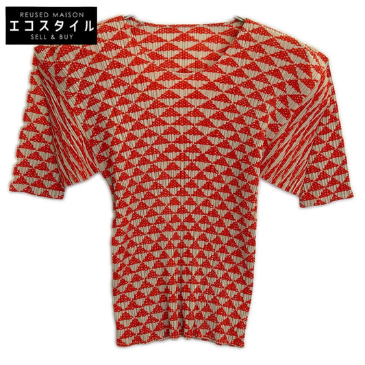 【SALE】 PLEATS PLEASE プリーツプリーズ 【美品】PP82-JK533 幾何学模様 プリーツ 半袖カットソー トップス