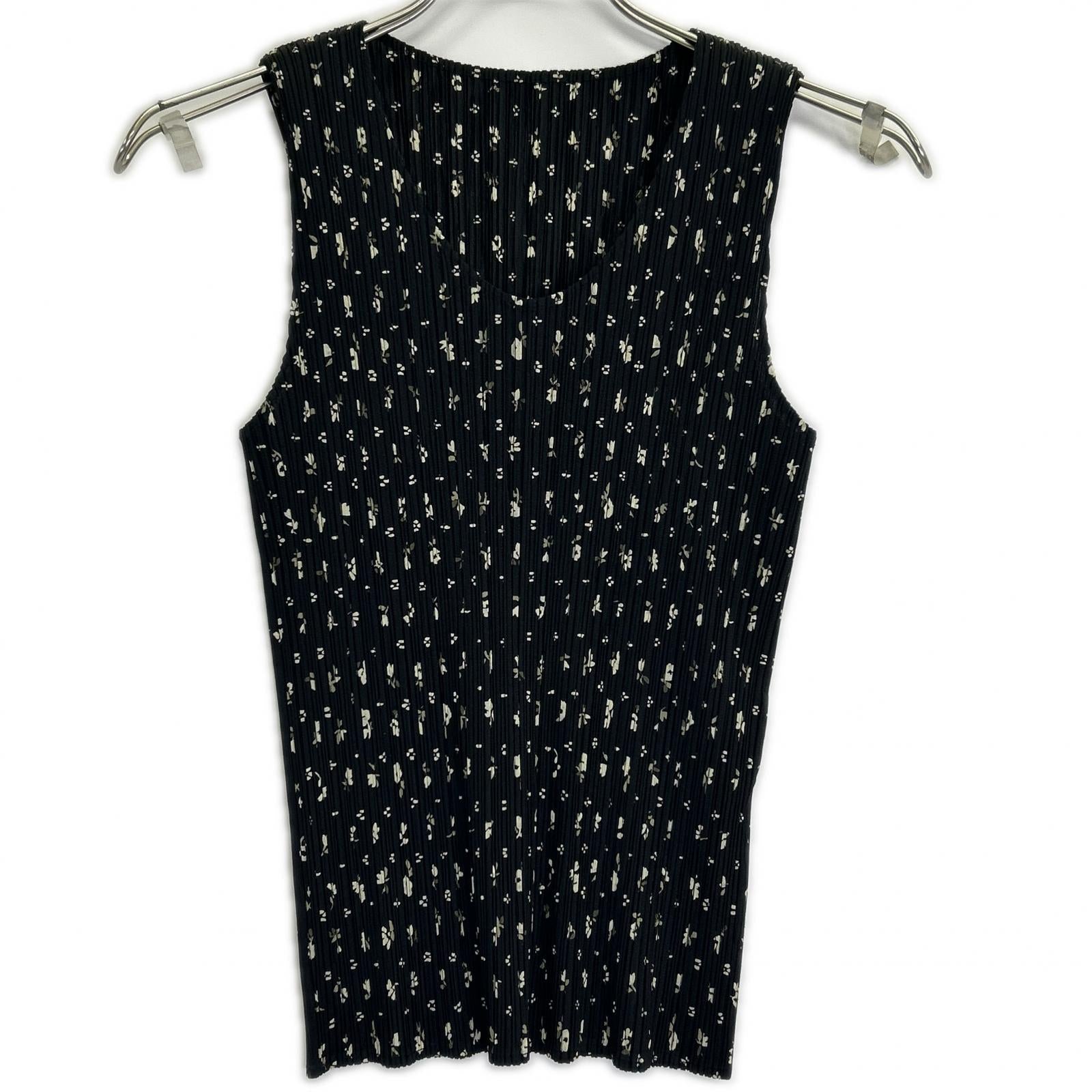 PLEATS PLEASE PP71-JK500 floral pleated sleeveless top