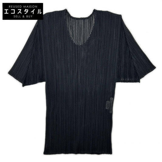 PLEATS PLEASE プリーツプリーズ PP06-JK604 ブラック メッシュ半袖カットソー トップス