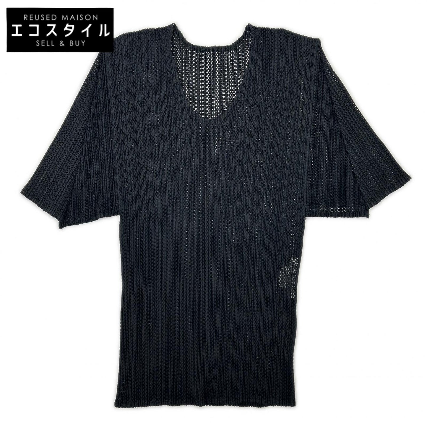 【SALE】 PLEATS PLEASE プリーツプリーズ PP06-JK604 ブラック メッシュ半袖カットソー トップス
