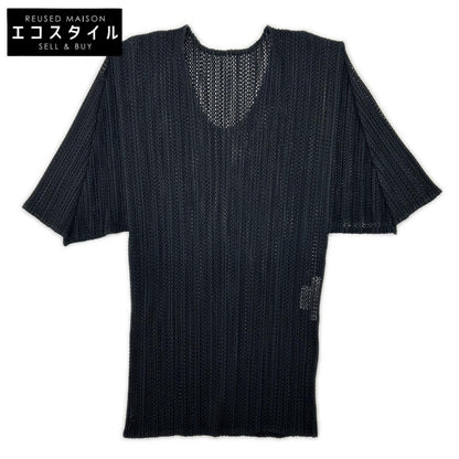 【SALE】 PLEATS PLEASE プリーツプリーズ PP06-JK604 ブラック メッシュ半袖カットソー トップス