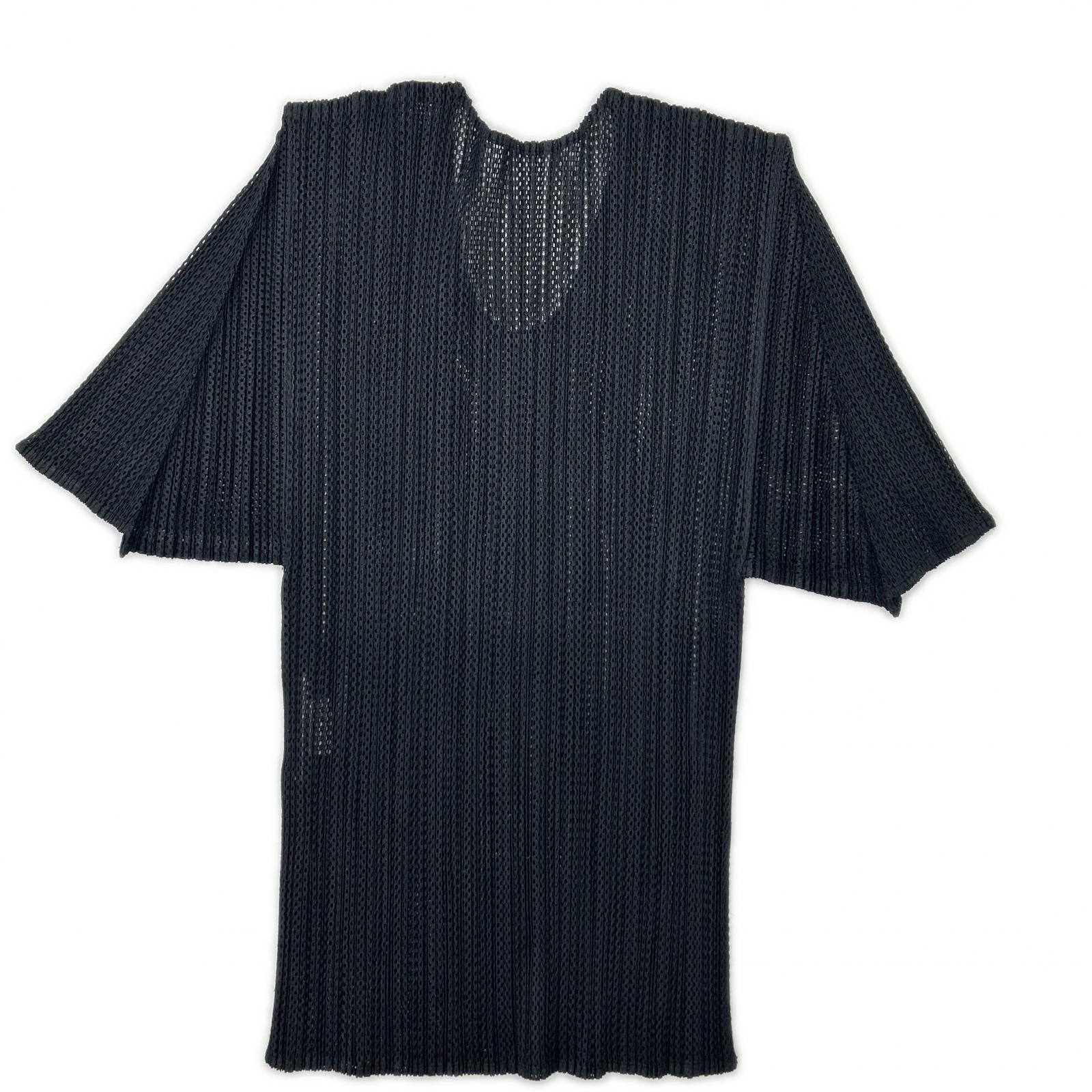 【SALE】 PLEATS PLEASE プリーツプリーズ PP06-JK604 ブラック メッシュ半袖カットソー トップス