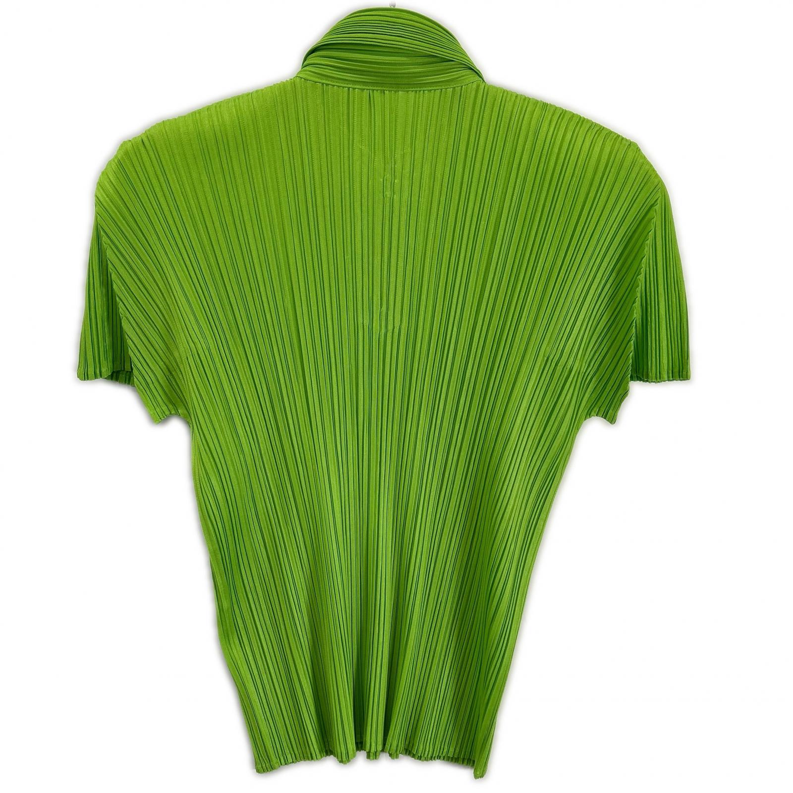 PLEATS PLEASE カラフルアートプリント ハイネック半袖シャツ PLEATS PLEASE プリーツプリーズ PP61-JK208 ライトグリーン 襟付き