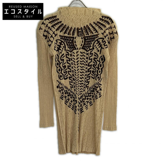 ISSEY MIYAKE イッセイミヤケ 【美品】IM82-FH922 エスニックプリント プリーツ シースルー モックネック ワンピース