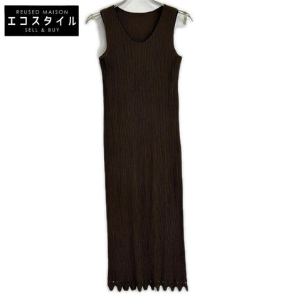 ISSEY MIYAKE イッセイミヤケ 【美品】IM04-FH617 プリーツ 裾カッティングデザイン ノースリーブ ロング ワンピース
