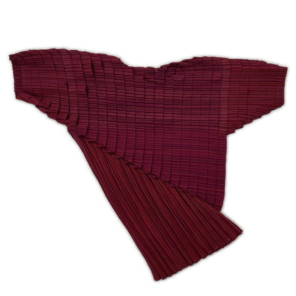 ISSEY MIYAKE イッセイミヤケ IM82-FJ915 ピンク アシンメトリープリーツ半袖トップス トップス