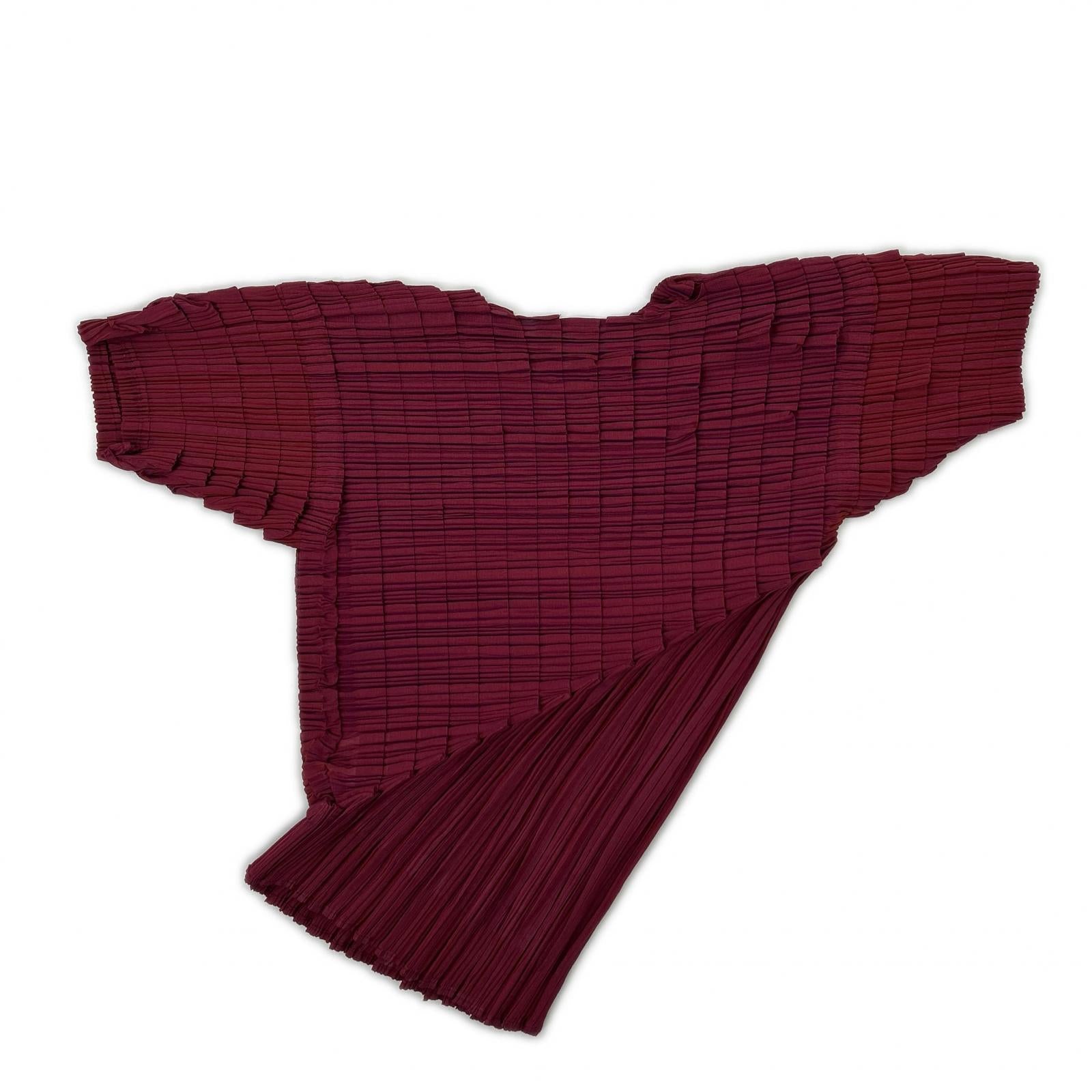 ISSEY MIYAKE イッセイミヤケ IM82-FJ915 ピンク アシンメトリープリーツ半袖トップス トップス
