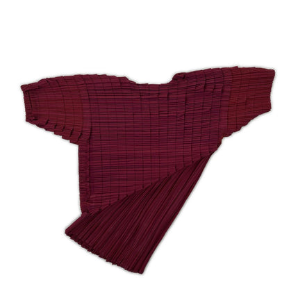ISSEY MIYAKE イッセイミヤケ IM82-FJ915 ピンク アシンメトリープリーツ半袖トップス トップス