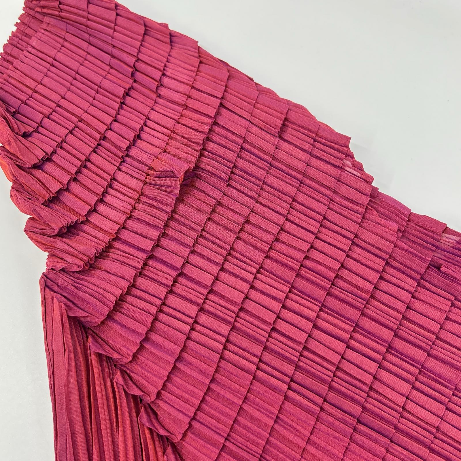 ISSEY MIYAKE イッセイミヤケ IM82-FJ915 ピンク アシンメトリープリーツ半袖トップス トップス