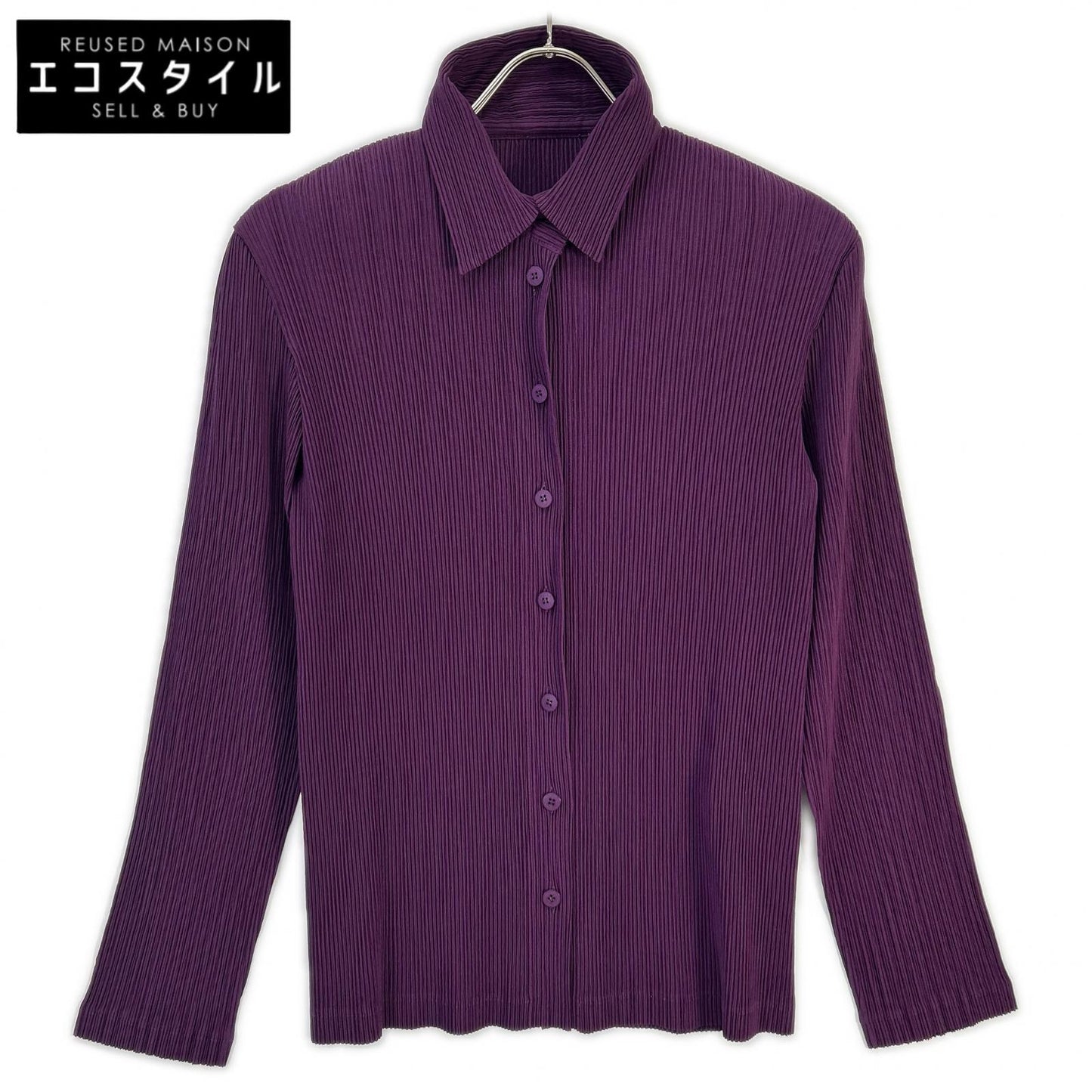 ISSEY MIYAKE イッセイミヤケ IM94-FJ908 パープル プリーツ長袖シャツブラウス トップス