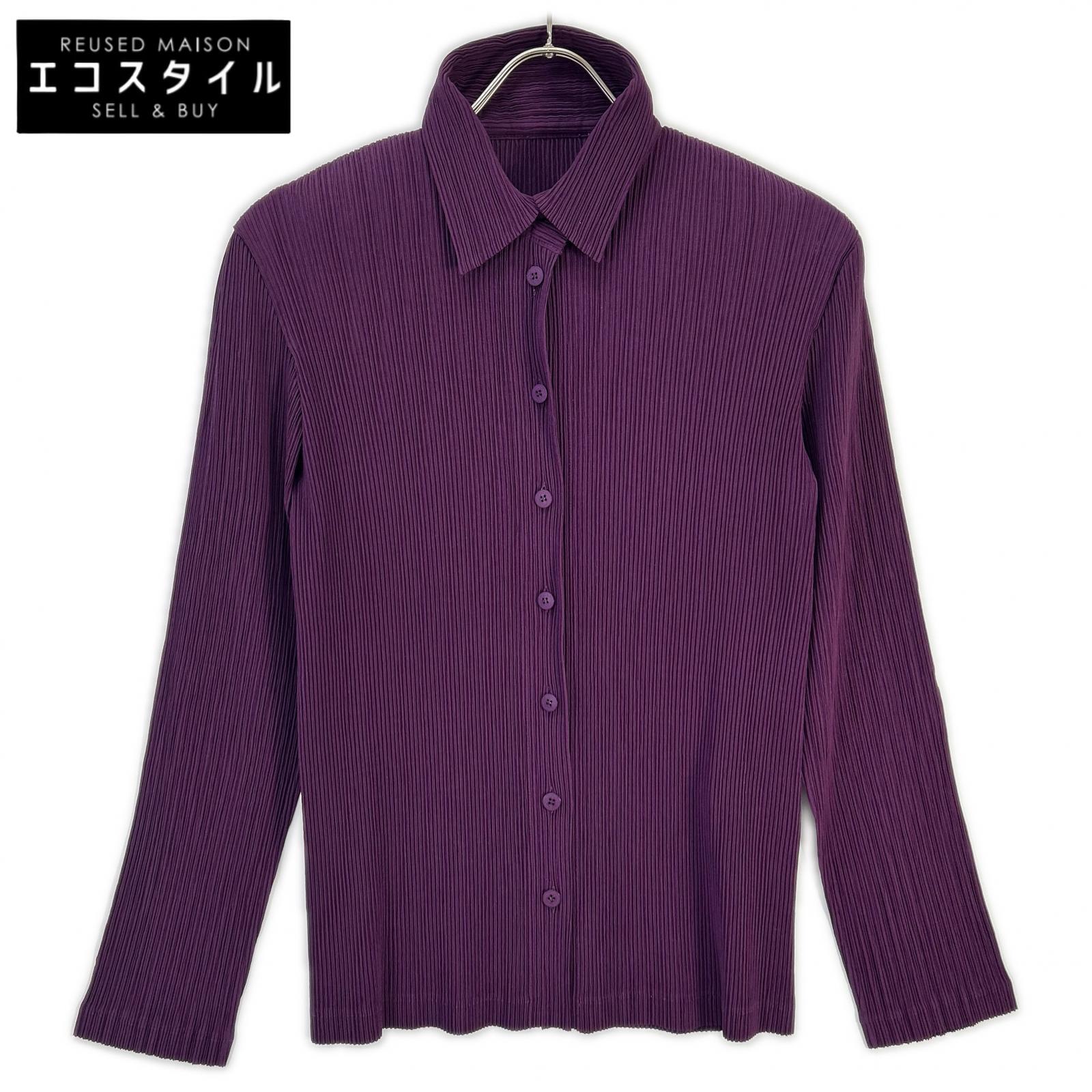 ISSEY MIYAKE イッセイミヤケ IM94-FJ908 パープル プリーツ長袖シャツブラウス トップス
