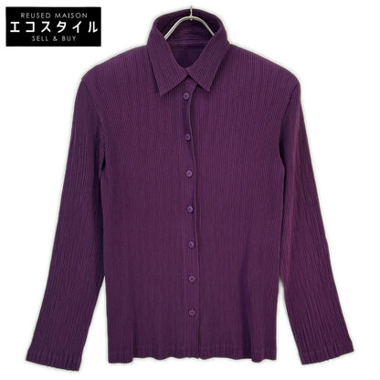 ISSEY MIYAKE イッセイミヤケ IM94-FJ908 パープル プリーツ長袖シャツブラウス トップス