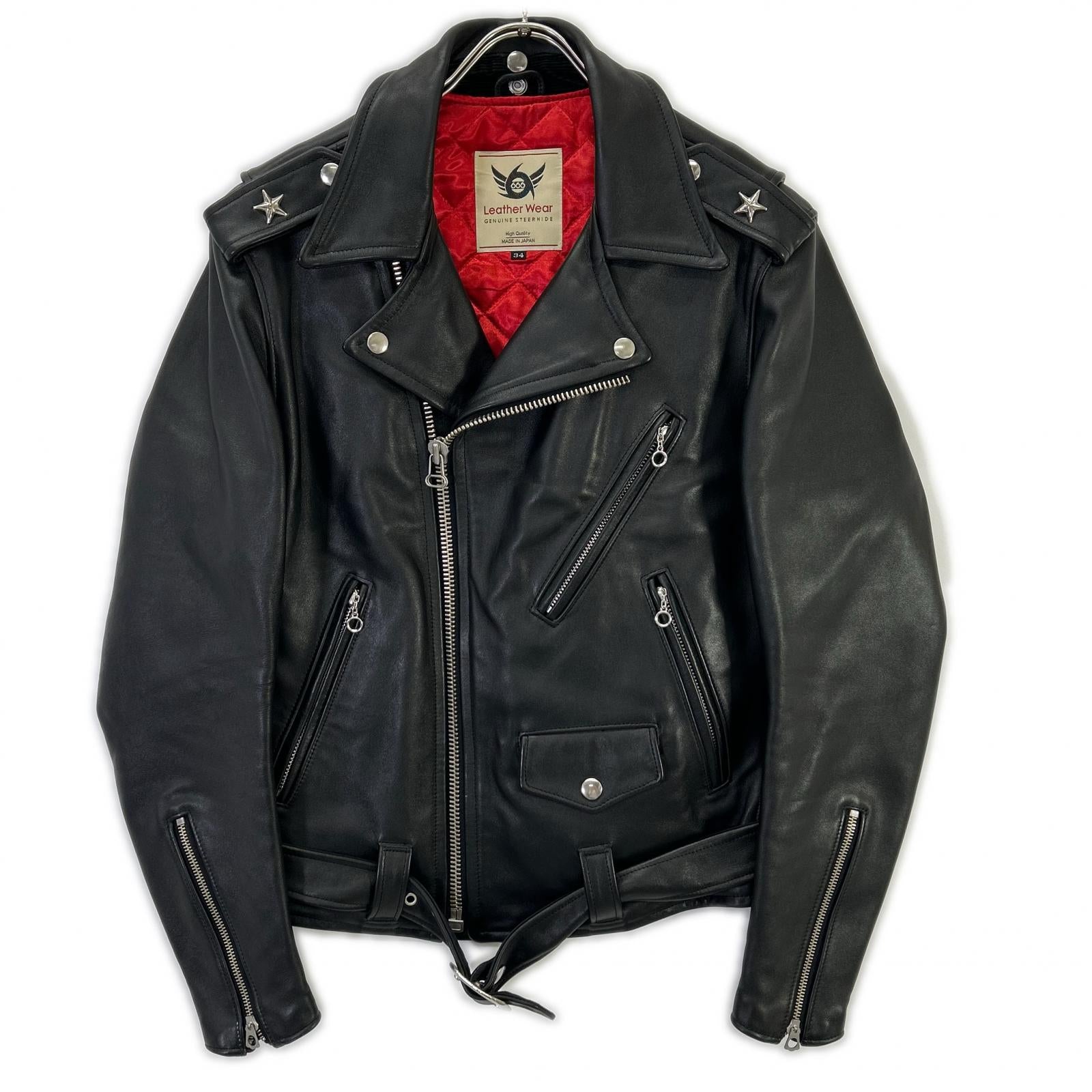 666 Triple Six LJM-7 Black Steerhide One Star Double Riders Jacket Jacket