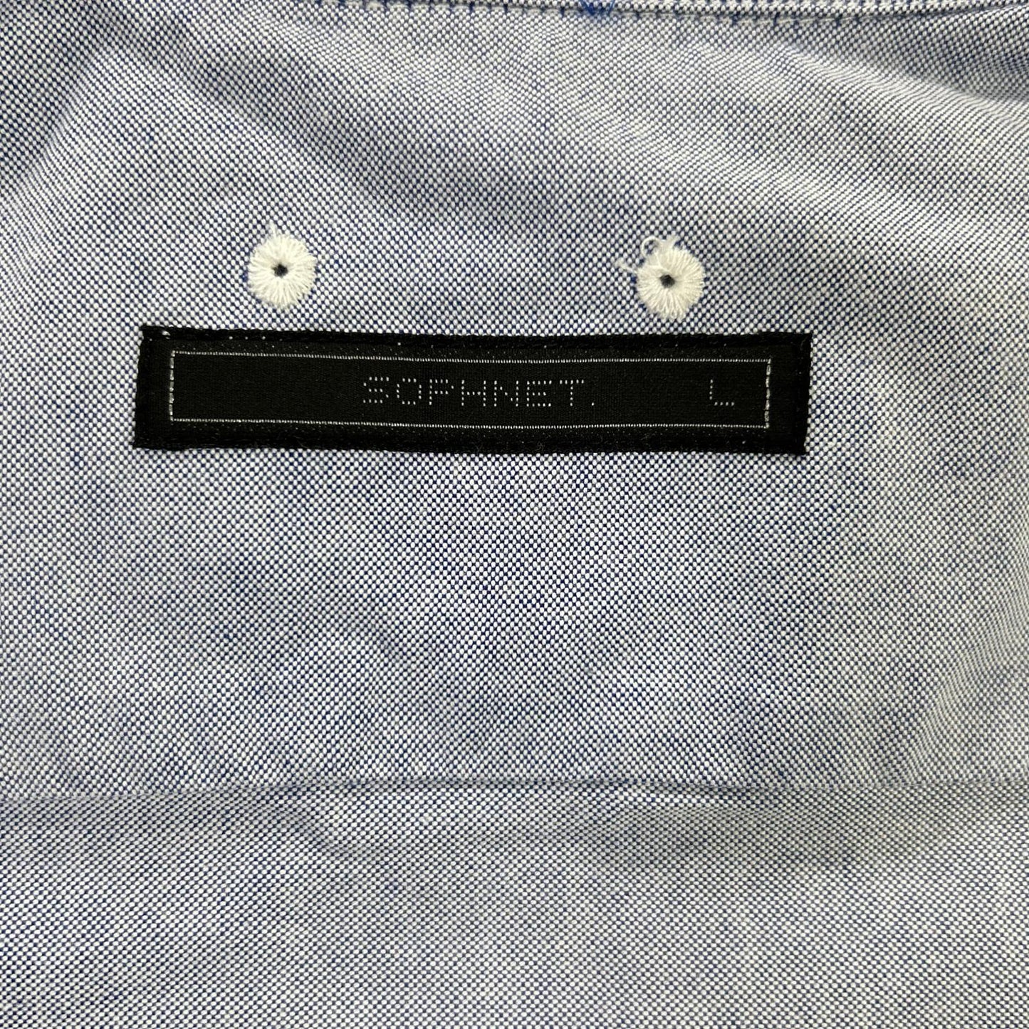 SOPHNET. ソフネット ライトブルー コットン100 ボタンダウンカラー ペイズリー切り替えスリーブシャツ トップス