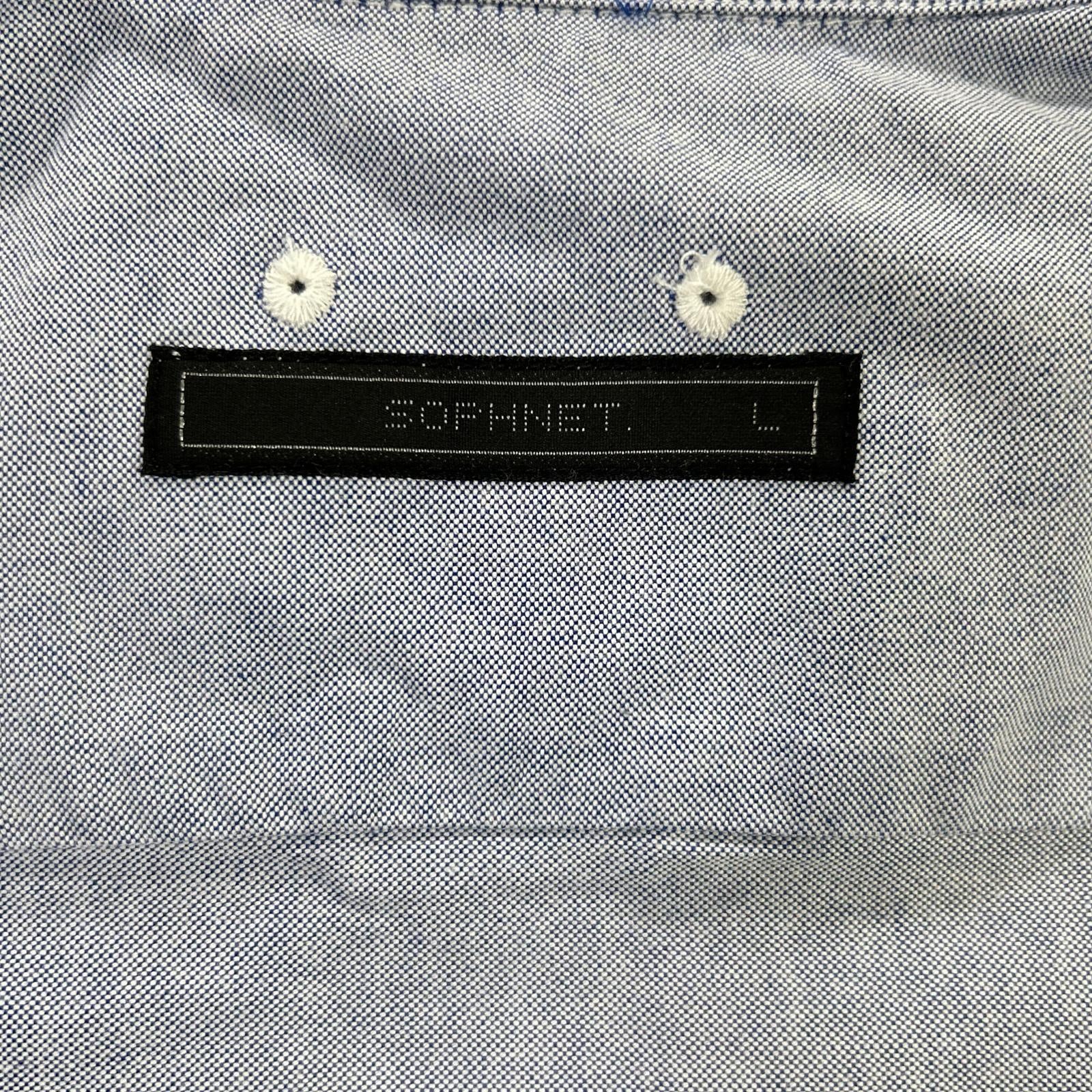 SOPHNET. ソフネット ライトブルー コットン100 ボタンダウンカラー ペイズリー切り替えスリーブシャツ トップス