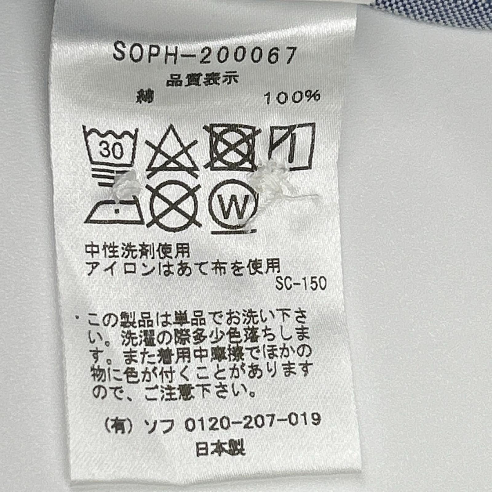 SOPHNET. ソフネット ライトブルー コットン100 ボタンダウンカラー ペイズリー切り替えスリーブシャツ トップス