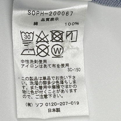 SOPHNET. ソフネット ライトブルー コットン100 ボタンダウンカラー ペイズリー切り替えスリーブシャツ トップス
