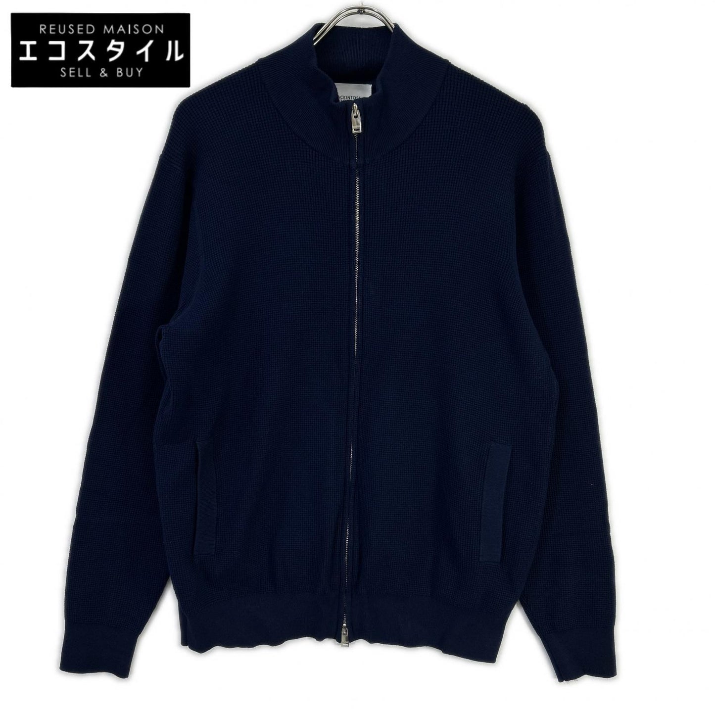 MACKINTOSH PHILOSOPHY マッキントッシュフィロソフィー H1N37-457-29 ネイビー ミニワッフル スタンドジップアップニット トップス