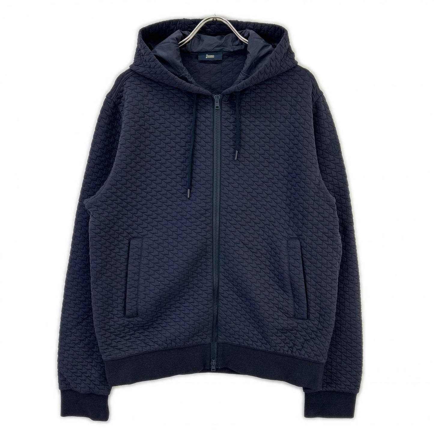 HERNO ヘルノ JC000046U-52087-9200 ネイビー ジャガード織 FELPA ZIP DETTAGLIO PATCH トップス