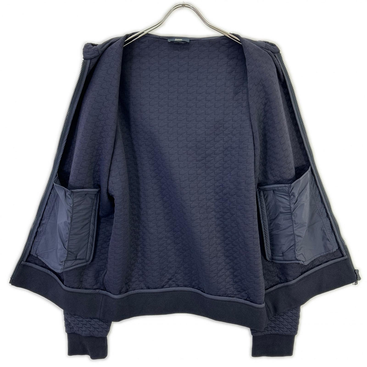 HERNO ヘルノ JC000046U-52087-9200 ネイビー ジャガード織 FELPA ZIP DETTAGLIO PATCH トップス