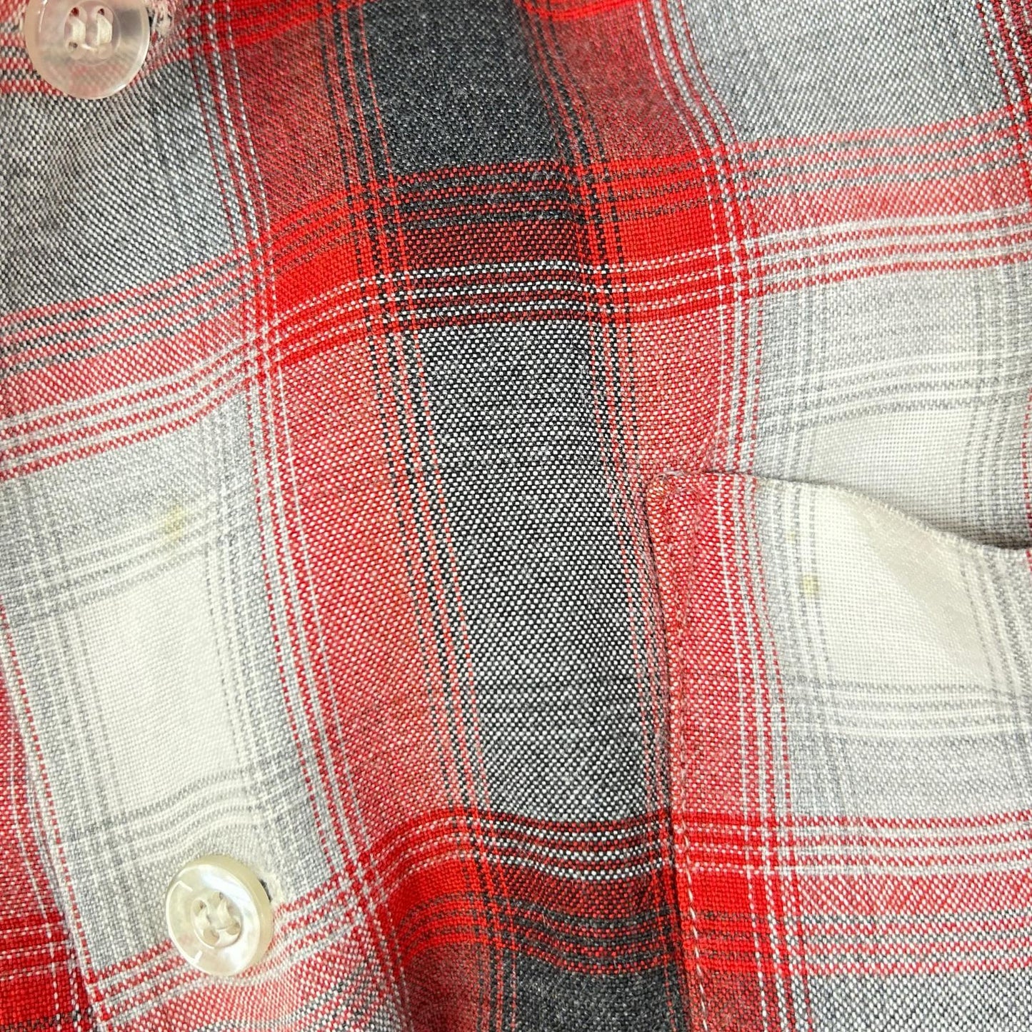 VINTAGE ヴィンテージ 50~60's レッド オンブレチェック レーヨンシャツ トップス