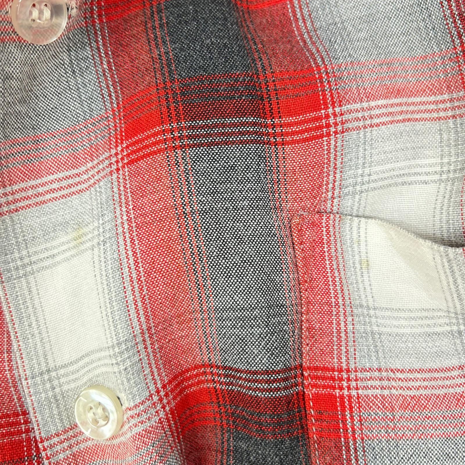 VINTAGE ヴィンテージ 50~60's レッド オンブレチェック レーヨンシャツ トップス