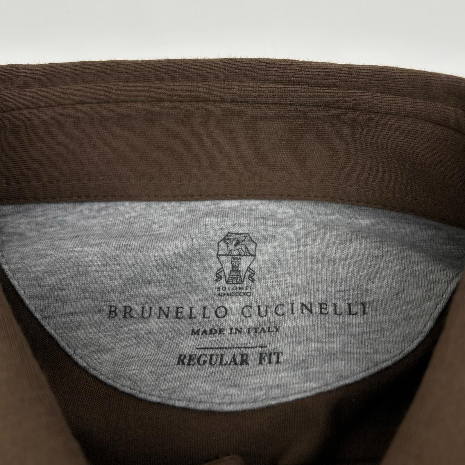 BRUNELLO CUCINELLI ブルネロクチネリ M0T713966 ブラウン×グレー ショートスリーブ レイヤード ポロシャツ トップス
