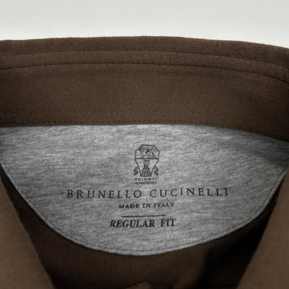 BRUNELLO CUCINELLI ブルネロクチネリ M0T713966 ブラウン×グレー ショートスリーブ レイヤード ポロシャツ トップス