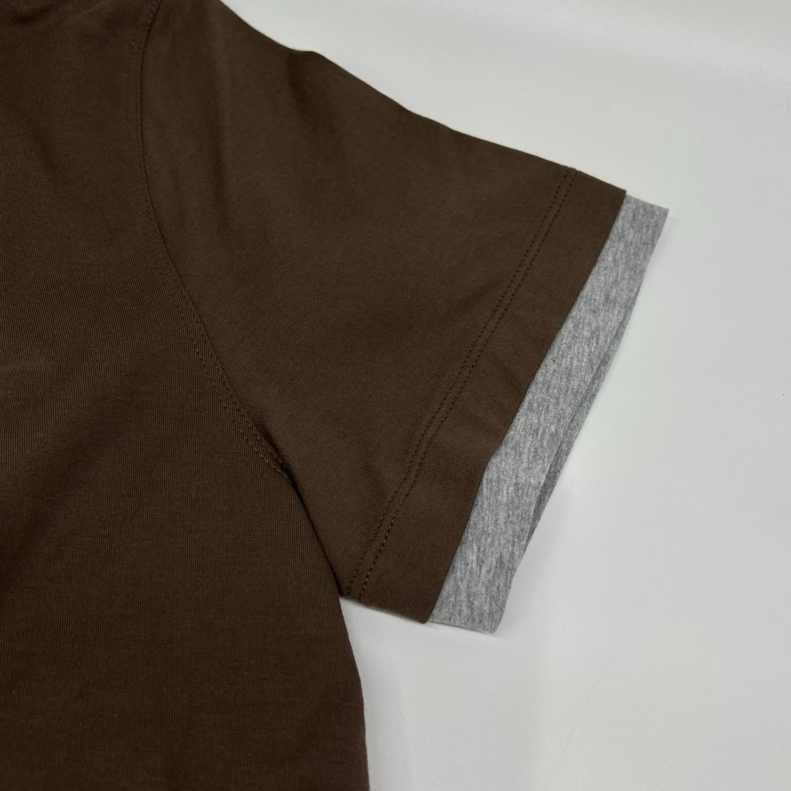 BRUNELLO CUCINELLI ブルネロクチネリ M0T713966 ブラウン×グレー ショートスリーブ レイヤード ポロシャツ トップス