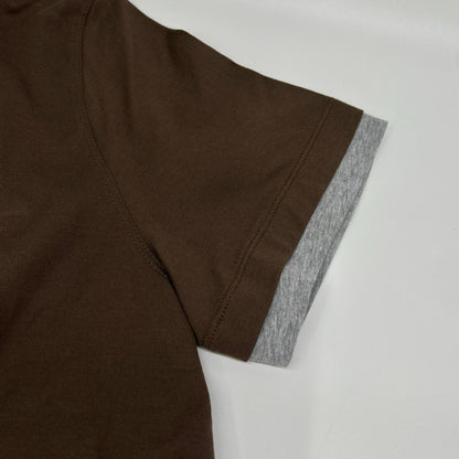 BRUNELLO CUCINELLI ブルネロクチネリ M0T713966 ブラウン×グレー ショートスリーブ レイヤード ポロシャツ トップス