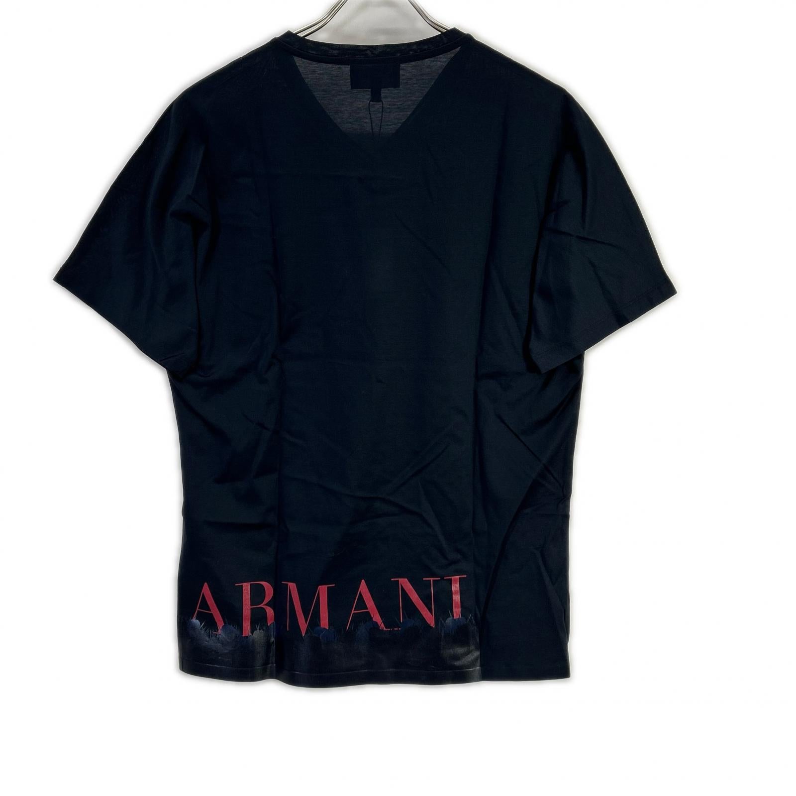 EMPORIOARMANI エンポリオアルマーニ 6Z1T6Q ネイビー×レッド ロゴプリント ショートスリーブカットソー トップス