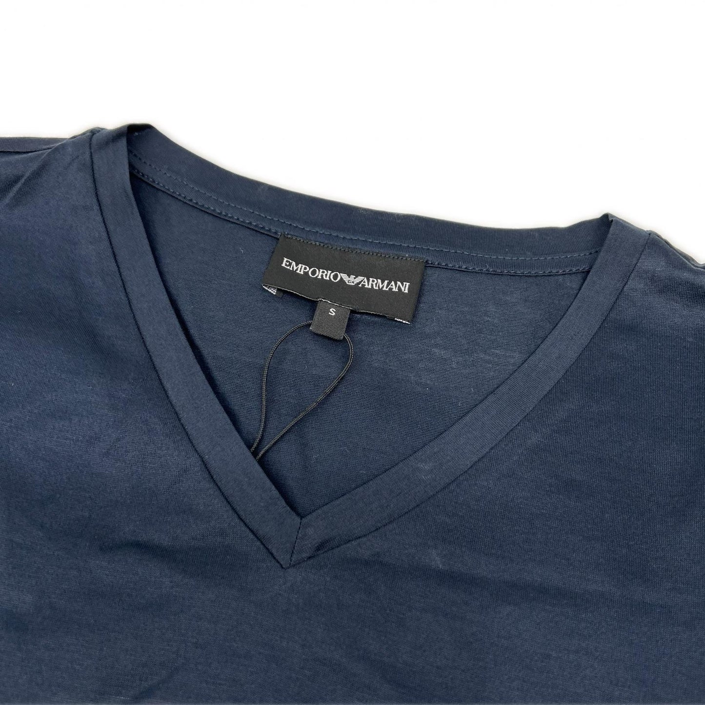 EMPORIOARMANI エンポリオアルマーニ 6Z1T6Q ネイビー×レッド ロゴプリント ショートスリーブカットソー トップス