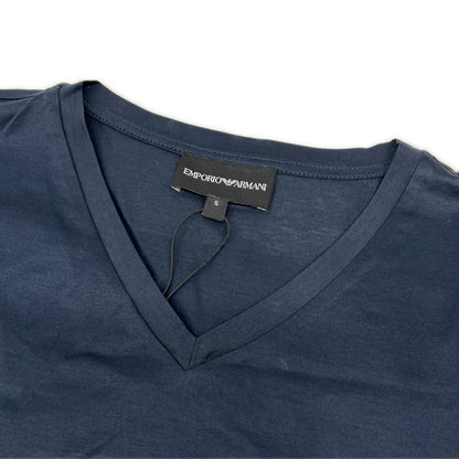 EMPORIOARMANI エンポリオアルマーニ 6Z1T6Q ネイビー×レッド ロゴプリント ショートスリーブカットソー トップス