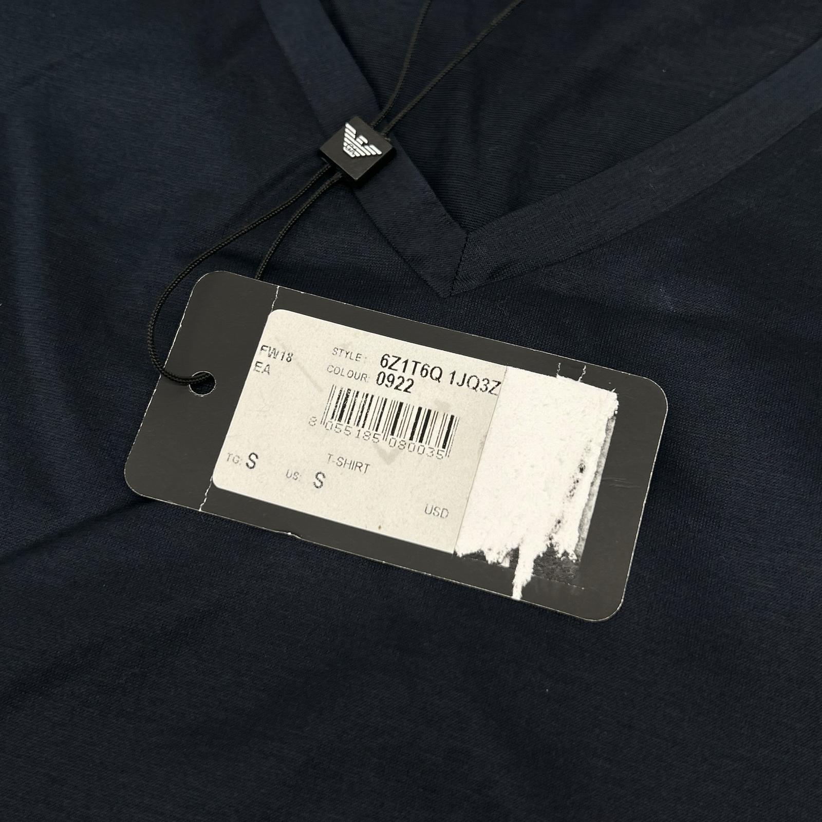 EMPORIOARMANI エンポリオアルマーニ 6Z1T6Q ネイビー×レッド ロゴプリント ショートスリーブカットソー トップス