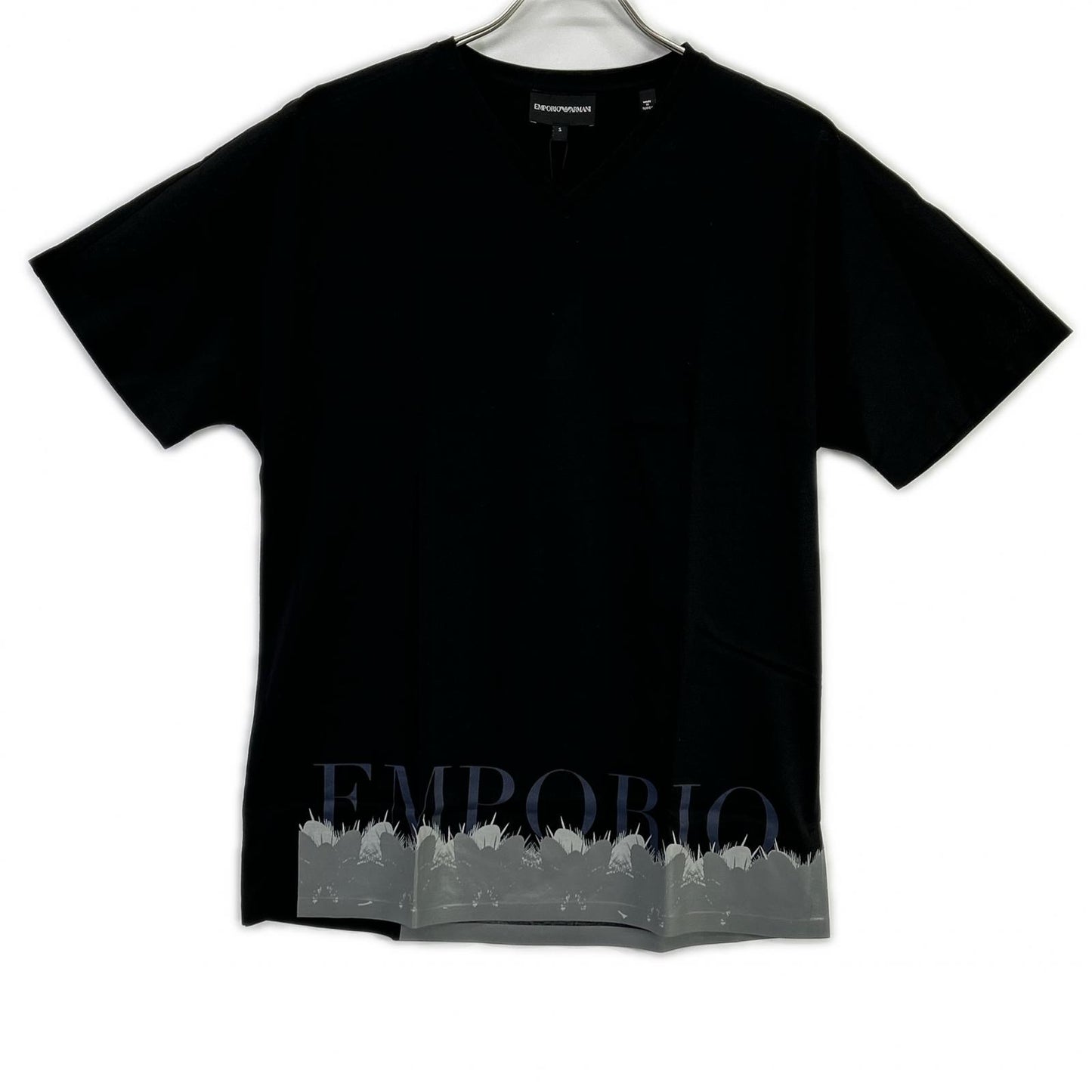 EMPORIOARMANI エンポリオアルマーニ 6Z1T6Q ブラック×グレー ロゴプリント ショートスリーブカットソー トップス