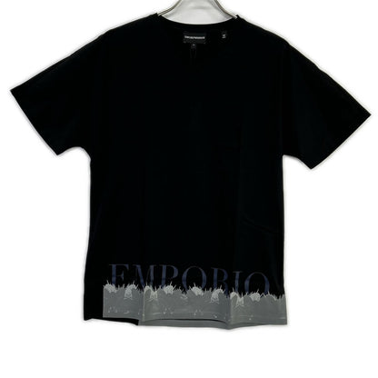 EMPORIOARMANI エンポリオアルマーニ 6Z1T6Q ブラック×グレー ロゴプリント ショートスリーブカットソー トップス