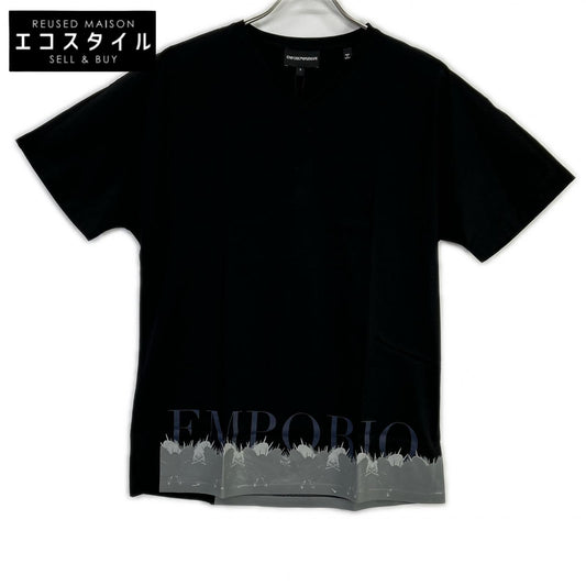 EMPORIOARMANI エンポリオアルマーニ 6Z1T6Q ブラック×グレー ロゴプリント ショートスリーブカットソー トップス